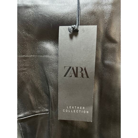 Nwt- Zara- 100% LEATHER SHORT DRESS ZW COLLECTION - Picture 6 of 7